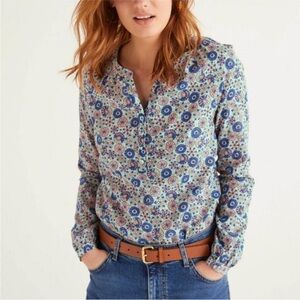 Boden Blue Floral Patricia Blouse Size 2